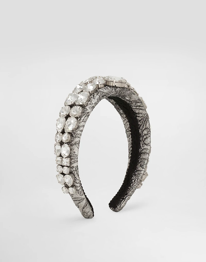 Floral jacquard headband with embroidery