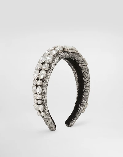 Floral jacquard headband with embroidery