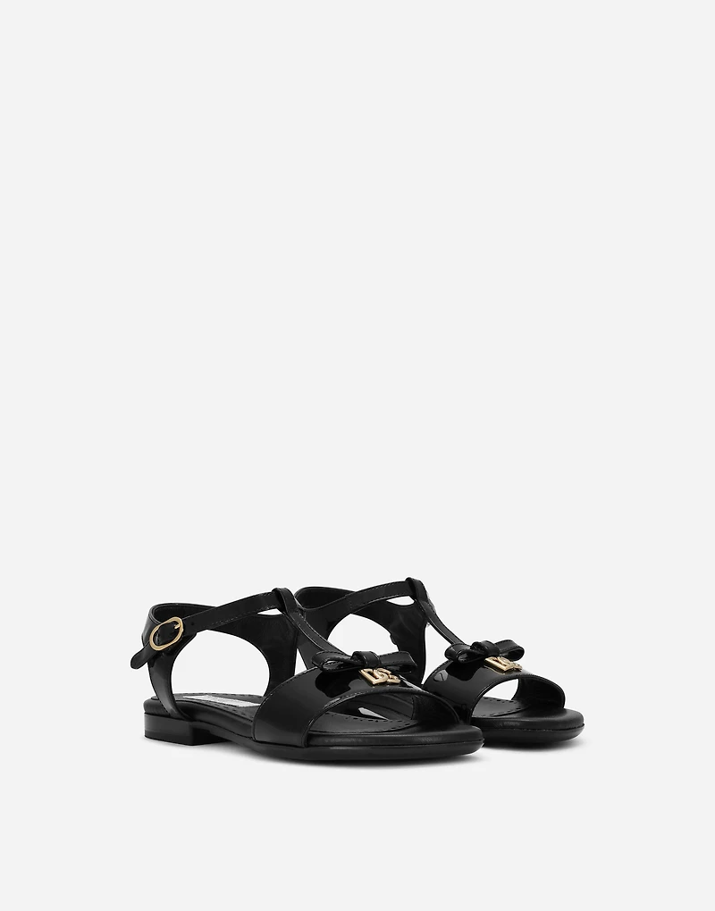 Patent leather sandals with metal DG logo