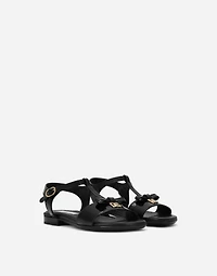 Patent leather sandals with metal DG logo