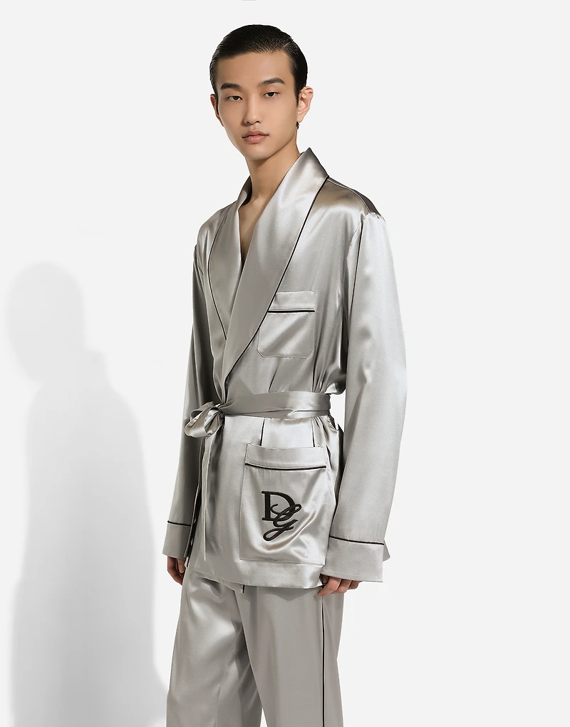 Silk satin robe