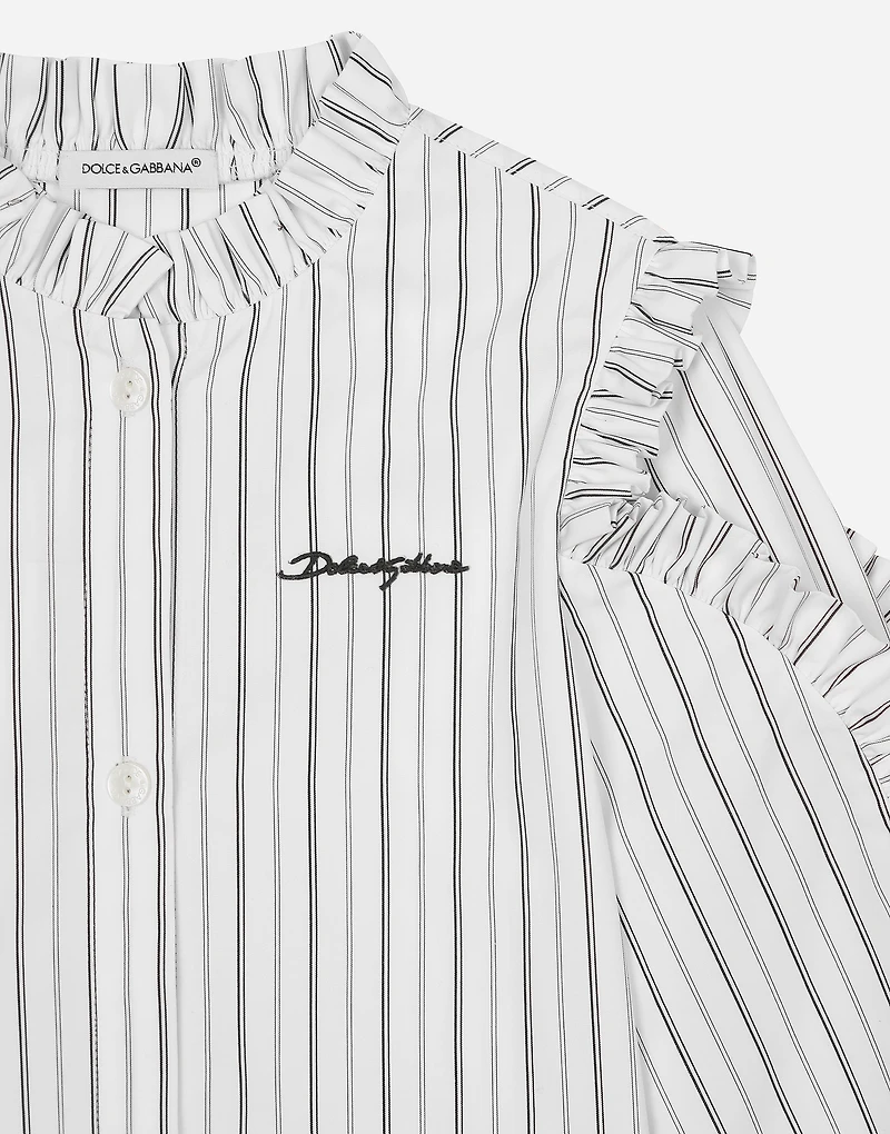 Striped poplin shirt with embroidered Dolce&Gabbana logo