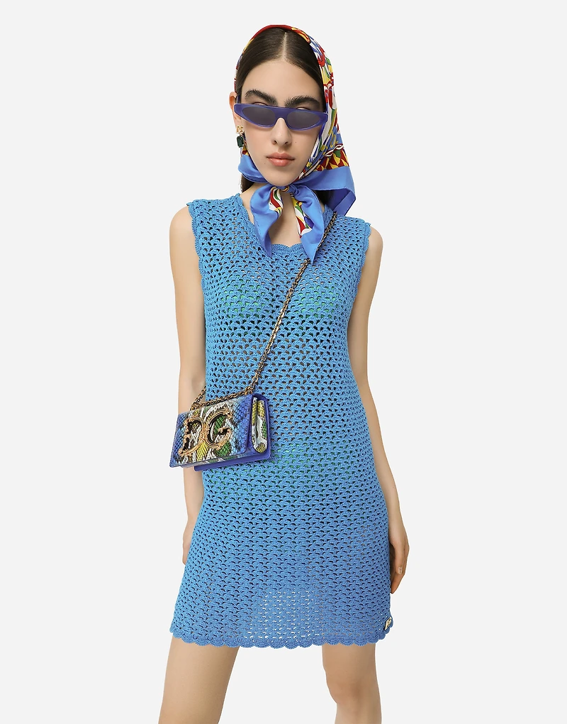 Short sleeveless crochet dress