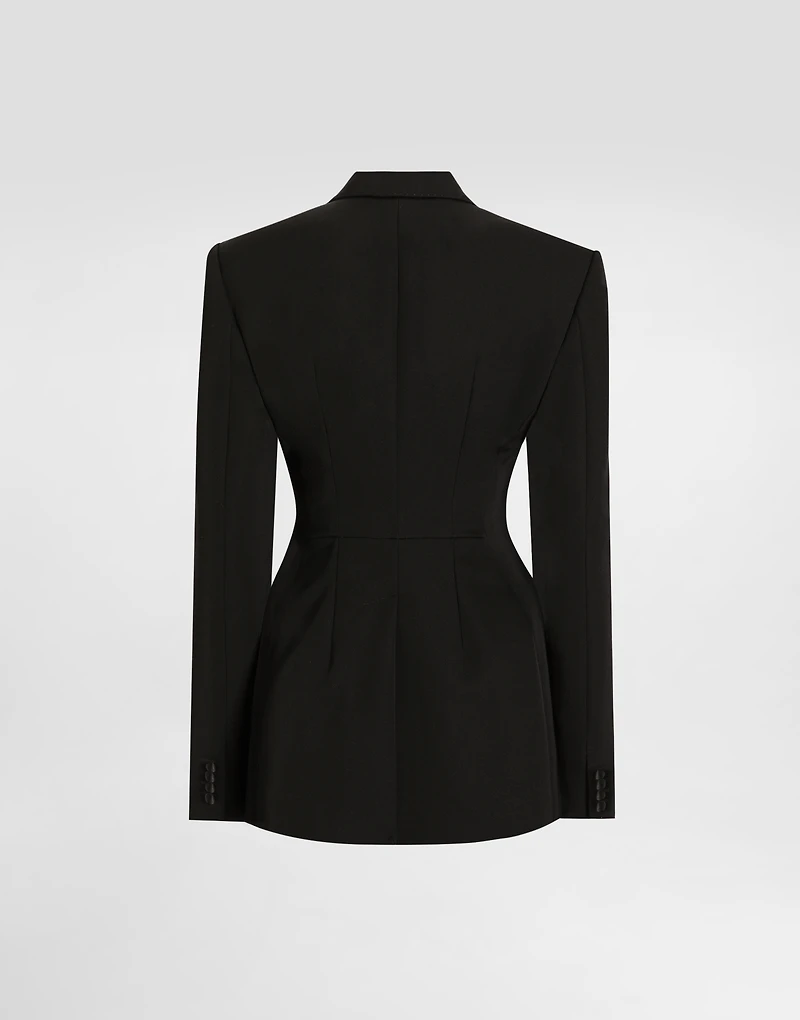 Double-breasted wool gabardine tuxedo jacket