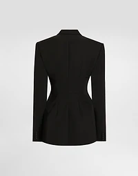 Double-breasted wool gabardine tuxedo jacket