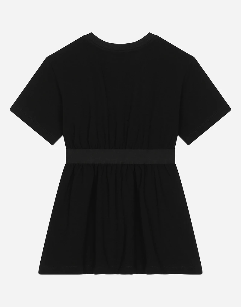 Interlock dress with branded elastic