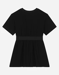 Interlock dress with branded elastic