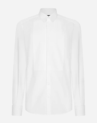 Cotton poplin Gold-fit tuxedo shirt