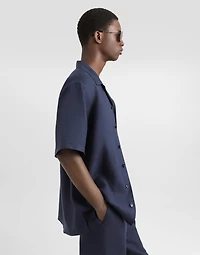 Linen shirt with logo embroidery