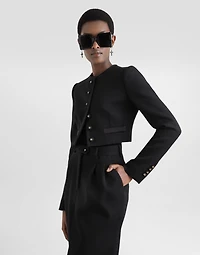 Cropped single-breasted wool jacket