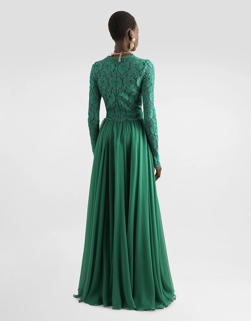 Long chiffon and lace dress