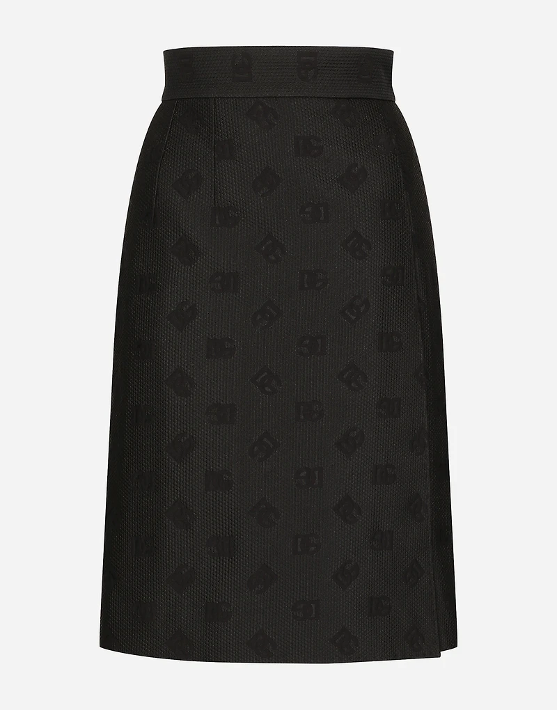Quilted jacquard midi skirt with DG logo