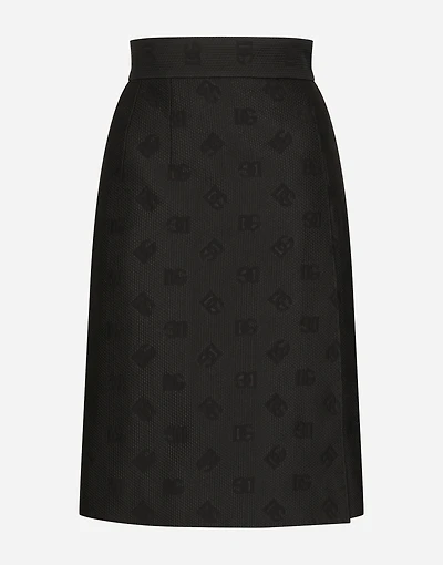 Quilted jacquard midi skirt with DG logo