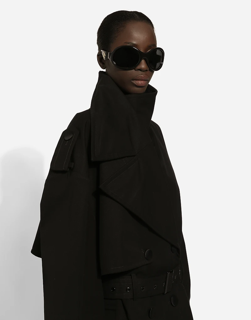 Double-breasted jacket with cotton belt