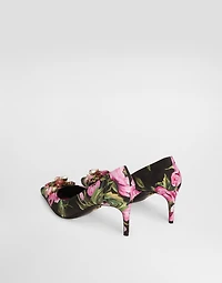 Printed brocade pumps