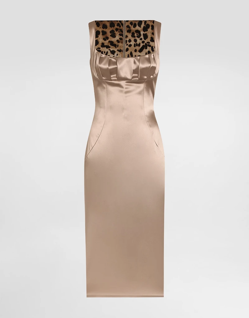 Stretch satin midi dress
