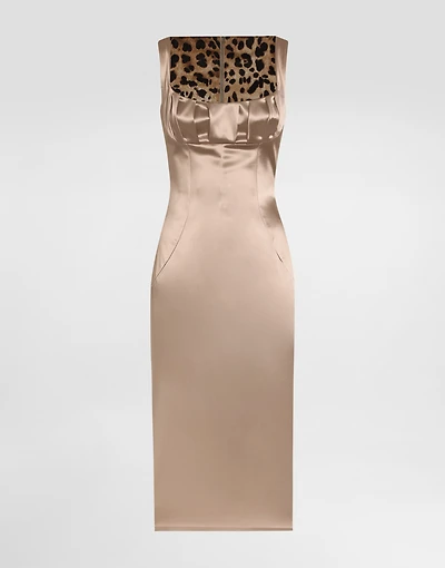 Stretch satin midi dress