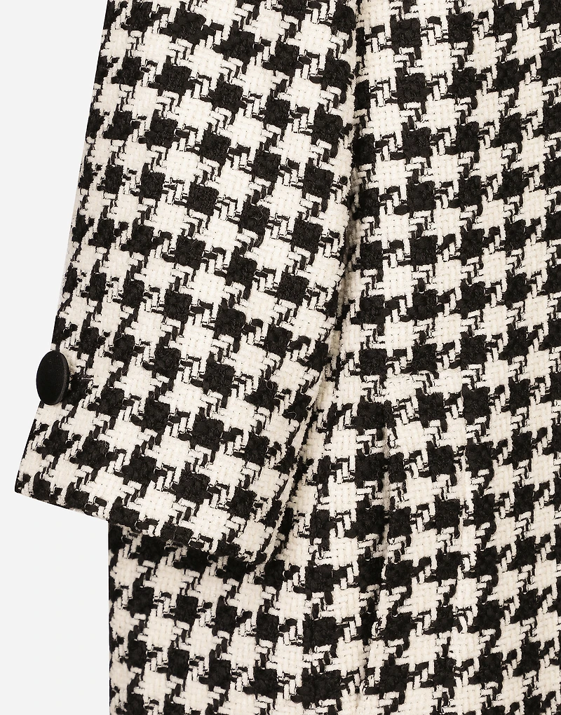 Single-breasted macro-houndstooth wool coat
