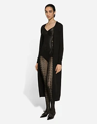 Long stretch viscose knit cardigan with DG logo