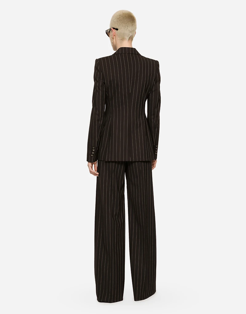 Single-breasted pinstripe wool Turlington jacket