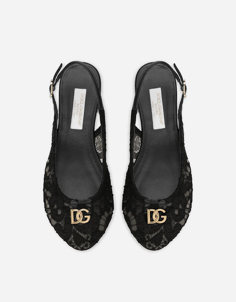 Cordonetto lace slingbacks with DG logo