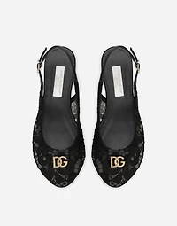 Cordonetto lace slingbacks with DG logo