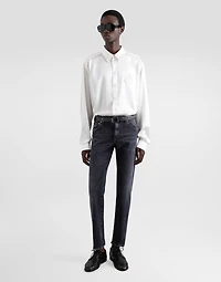 Silk shirt with logo embroidery