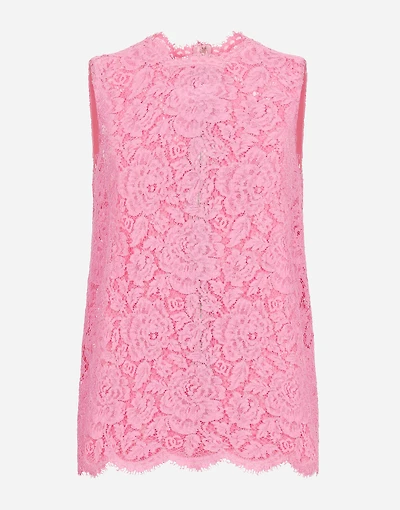 Branded floral cordonetto lace top
