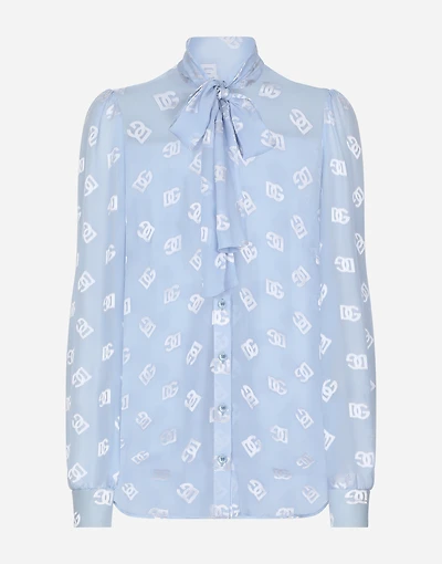 Dévoré silk shirt with DG logo