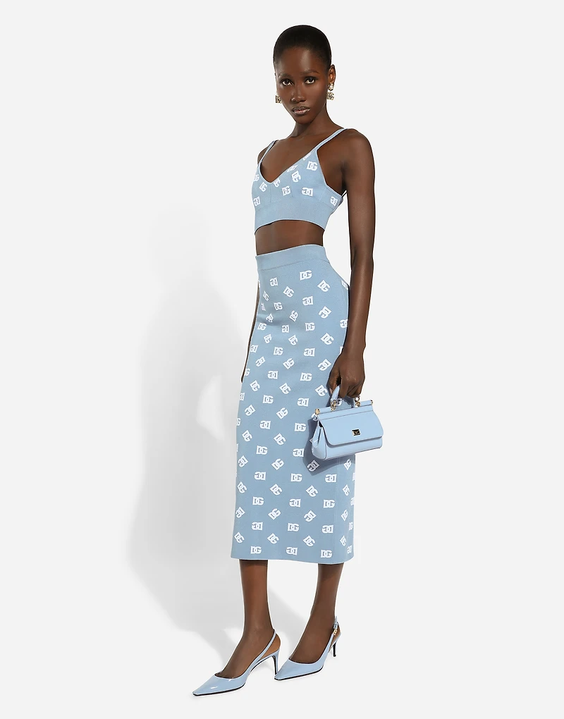 Viscose bralette top with jacquard DG logo