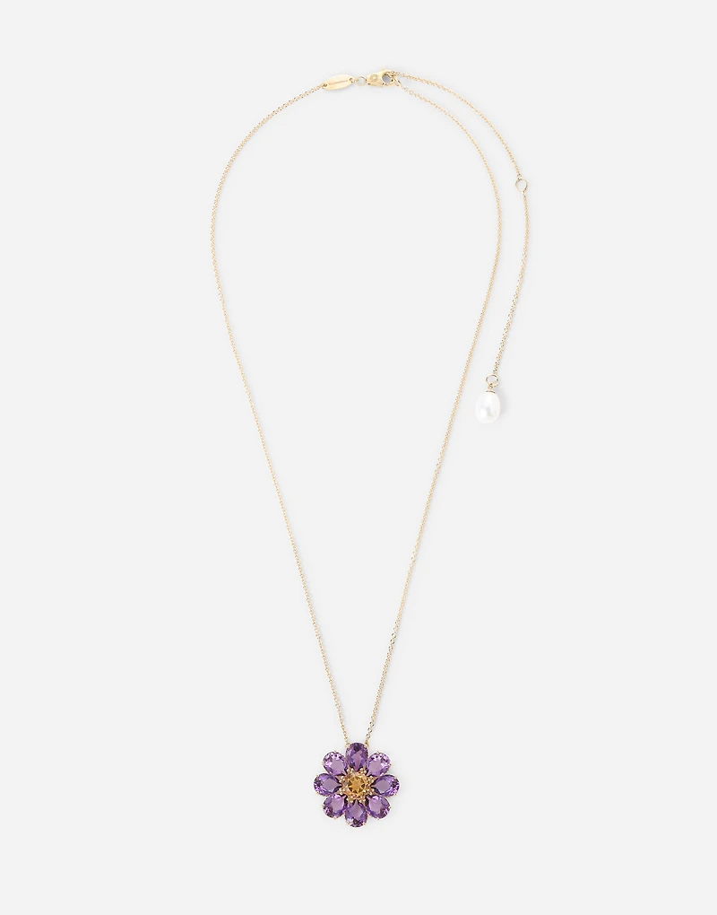 Spring Necklace 18-carat yellow gold and amethysts