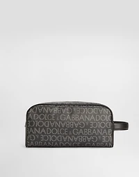 Coated jacquard toiletry bag