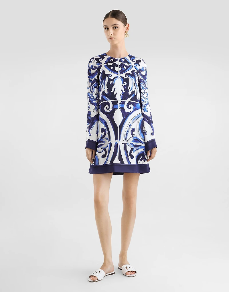 Majolica-print charmeuse dress