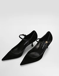 Suede and nappa leather pumps