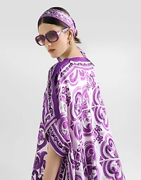 Majolica-print twill caftan