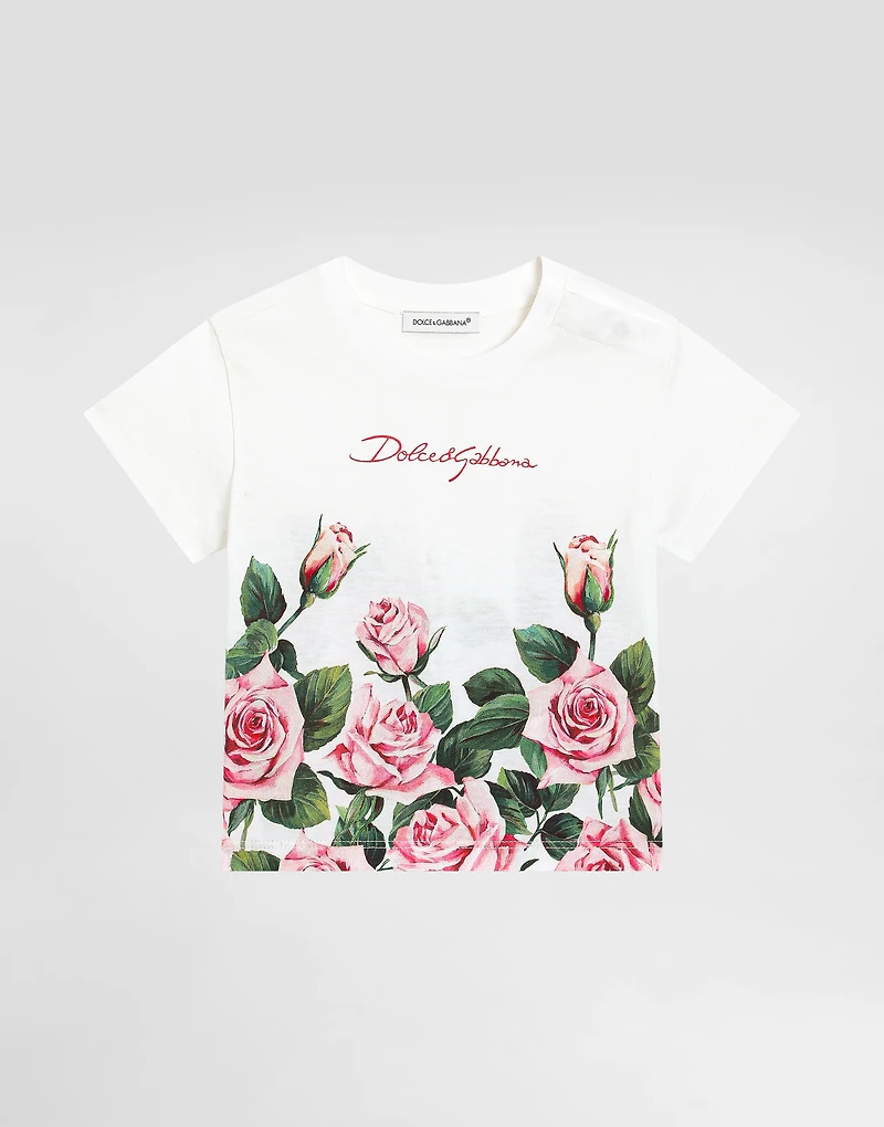 Jersey T-shirt with rose print