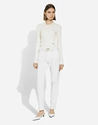 Cropped ribbed viscose polo-shirt with DG logo