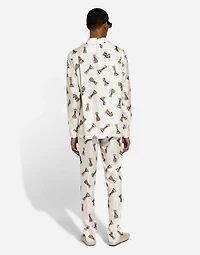Silk twill shirt with chess-piece print