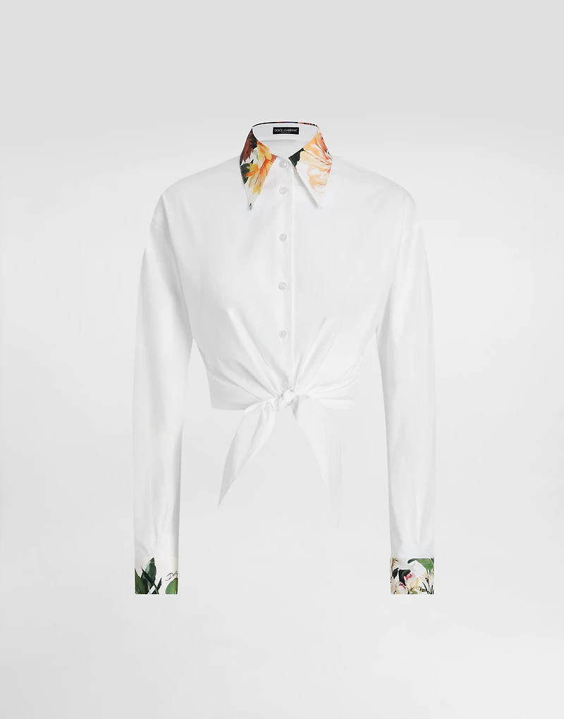 Bouquet-print poplin shirt