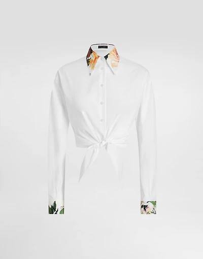 Bouquet-print poplin shirt