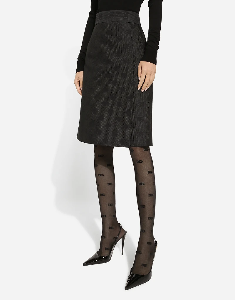 Quilted jacquard midi skirt with DG logo