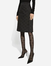 Quilted jacquard midi skirt with DG logo