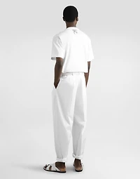 cotton t-shirt with embroidery and brooch