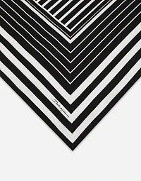 Silk twill scarf with striped print (90x90)