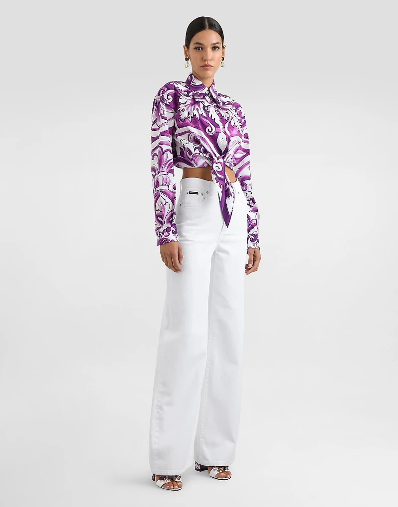Majolica-print poplin shirt