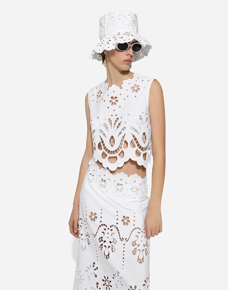 Cotton crop top with cut-out detailing