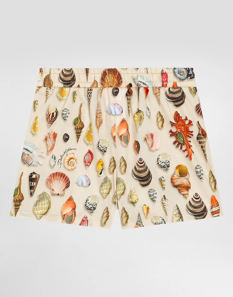 Shell-print poplin bermuda shorts