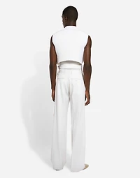 Belted cropped double-breasted wool waistcoat
