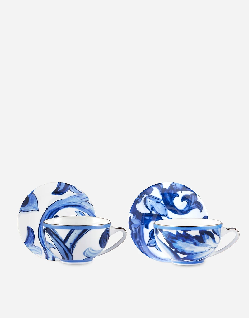 Gift Box With 2 Porcelain Teacups With Saucers