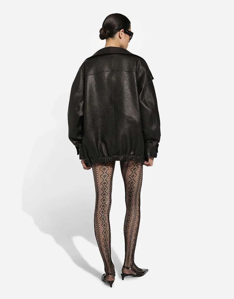 Oversize vegetable-tanned lambskin biker jacket